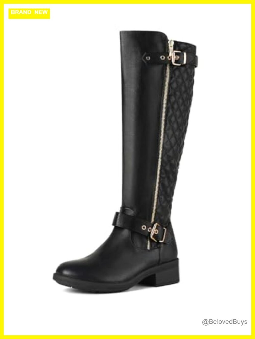 Women's Knee High Riding Boots Faux Leather Side Zip Faux Fur Lining